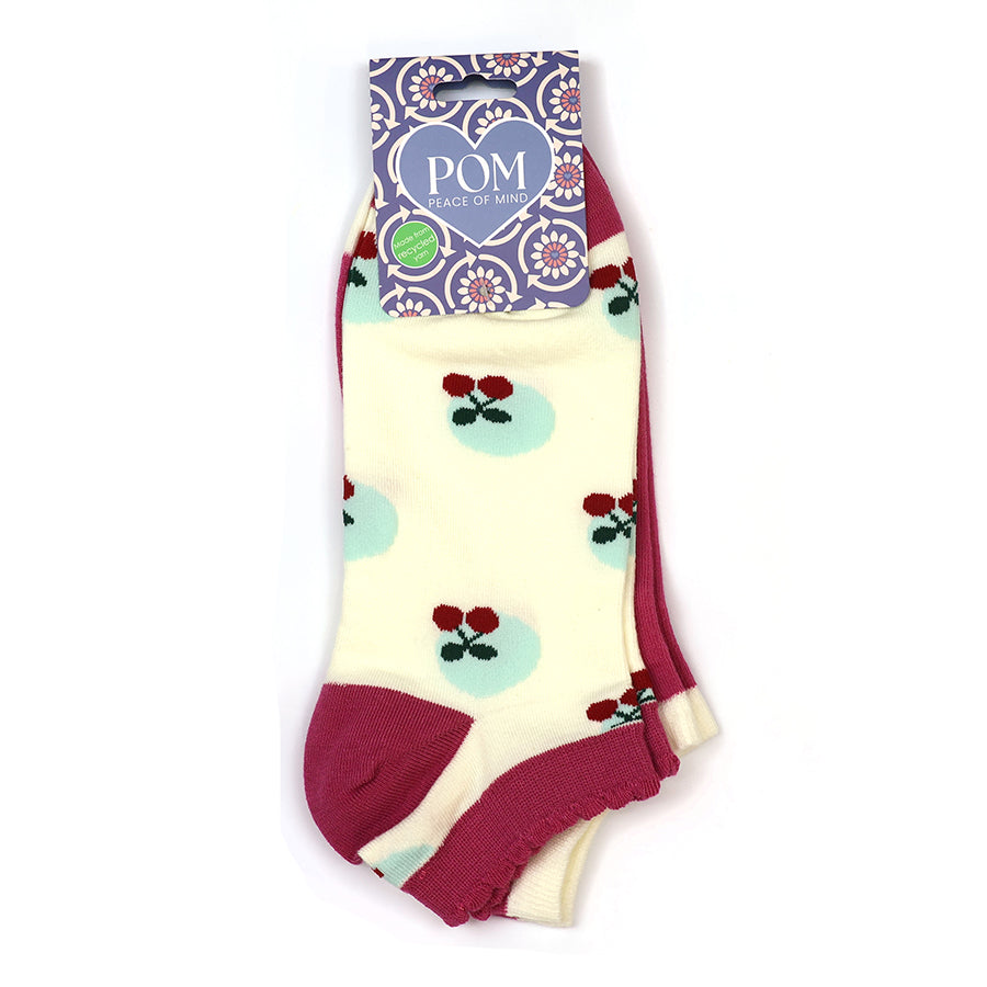 Magenta mix cherry trainer socks duo