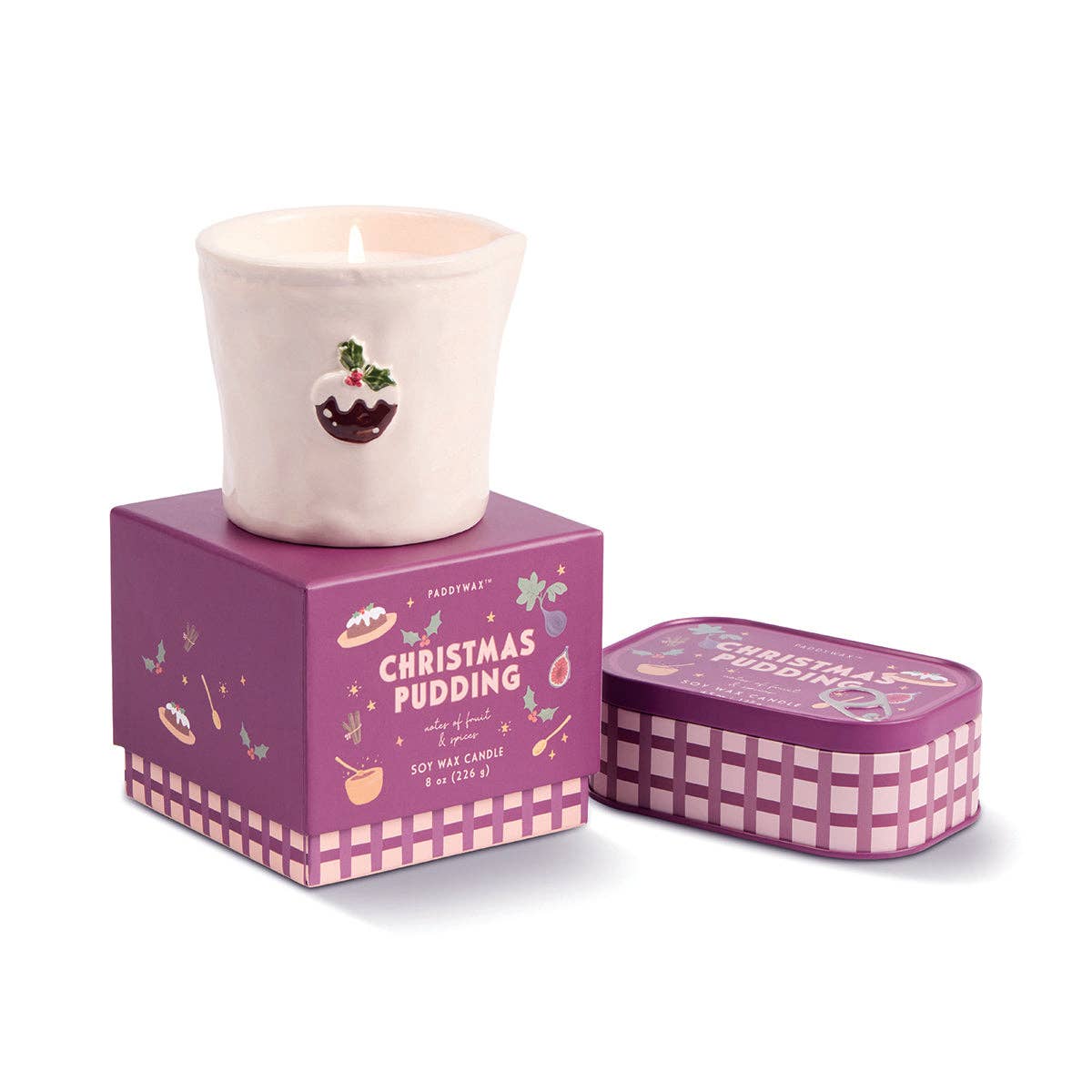 Paddywax Bistro 8oz/226g Christmas Pudding Ceramic Candle - Fruit & Spices