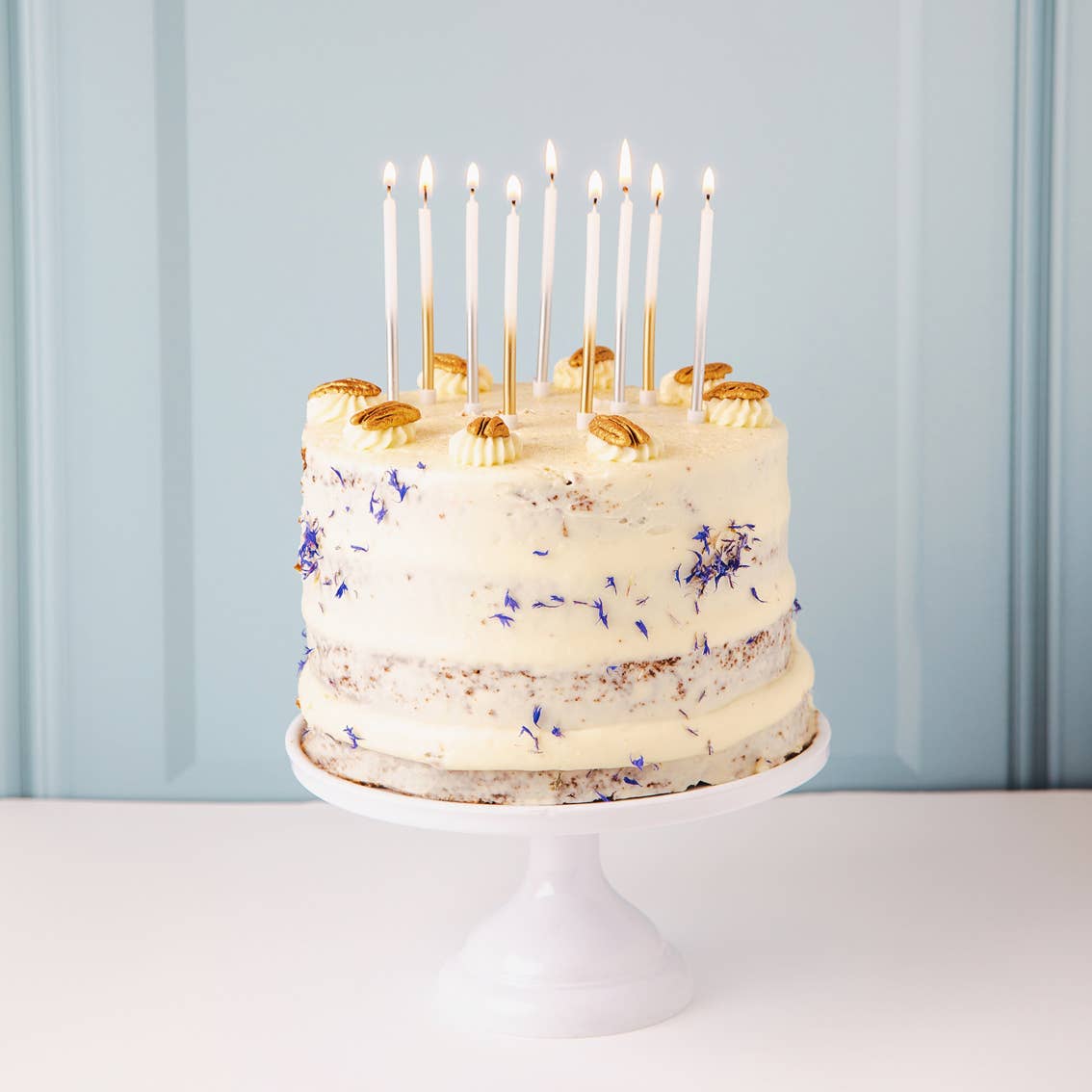 White and Gold Candles - 16 Pack