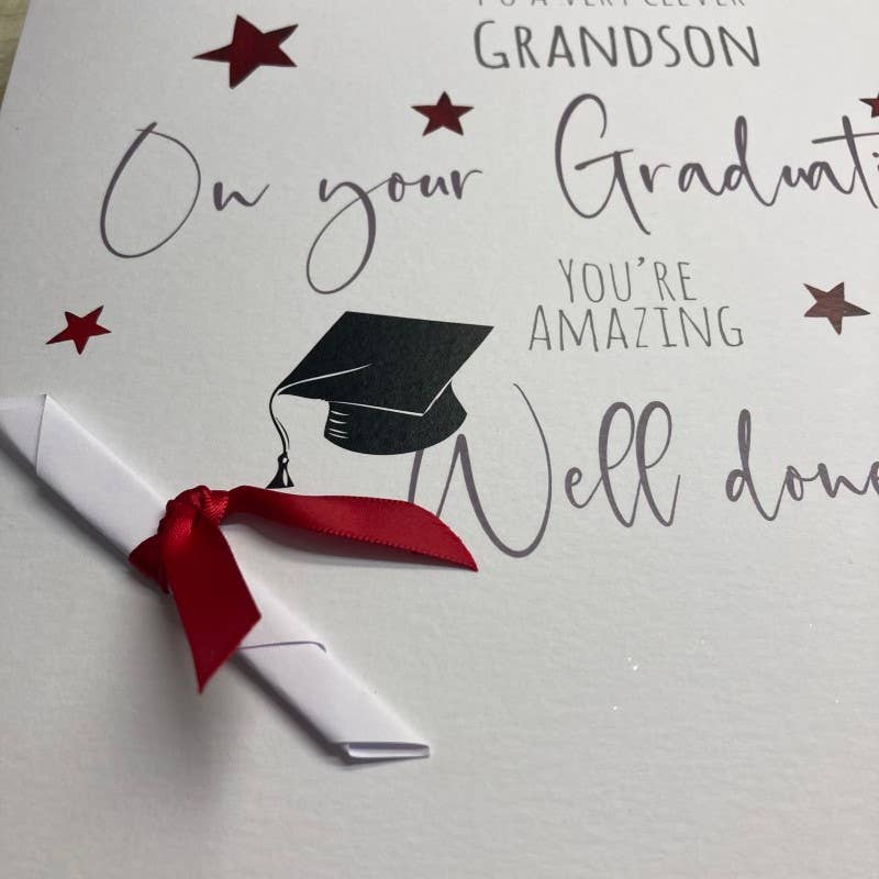 Graduation Clever Grandson Scroll Large Card