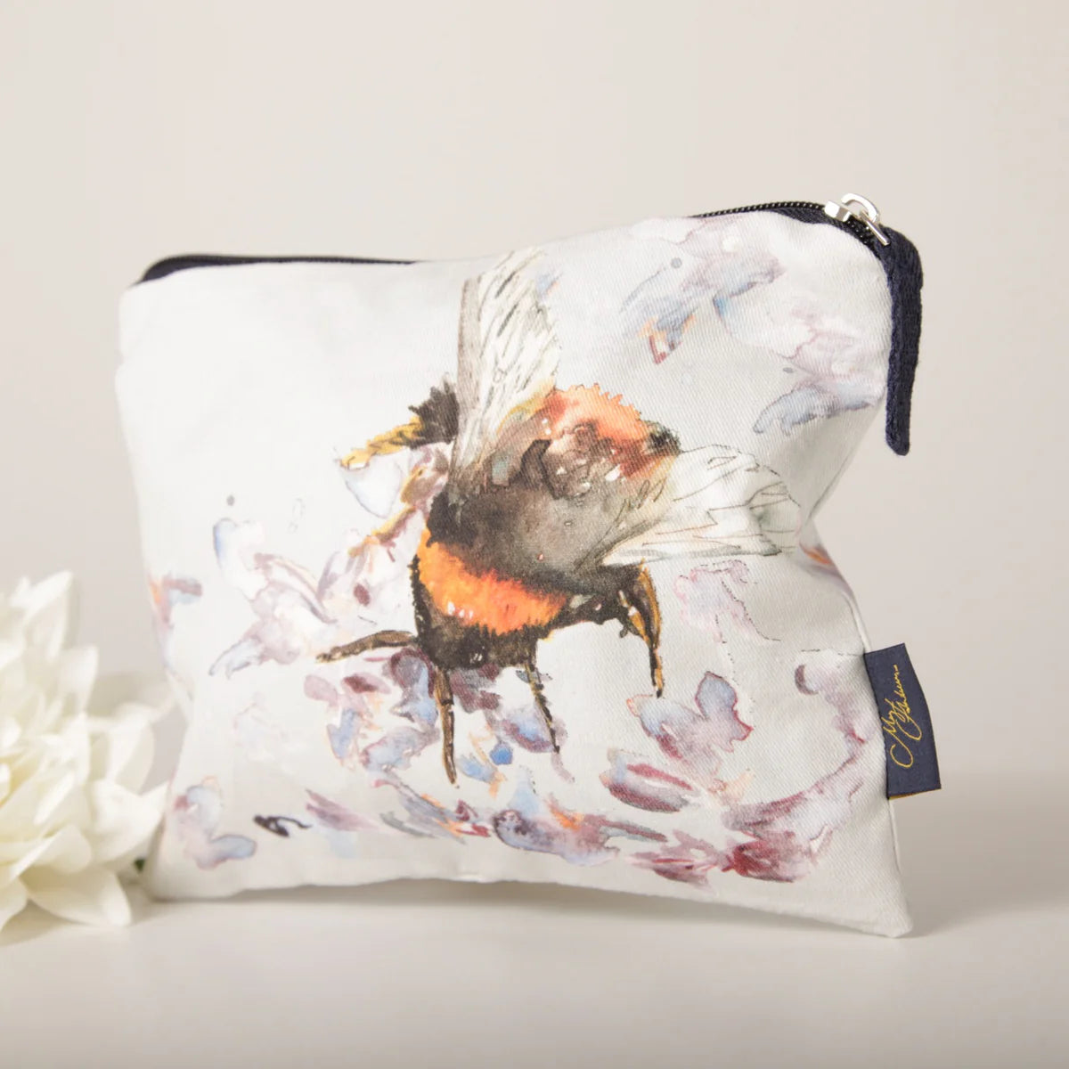 Bee on Heather Cotton Cosmetic Bag
