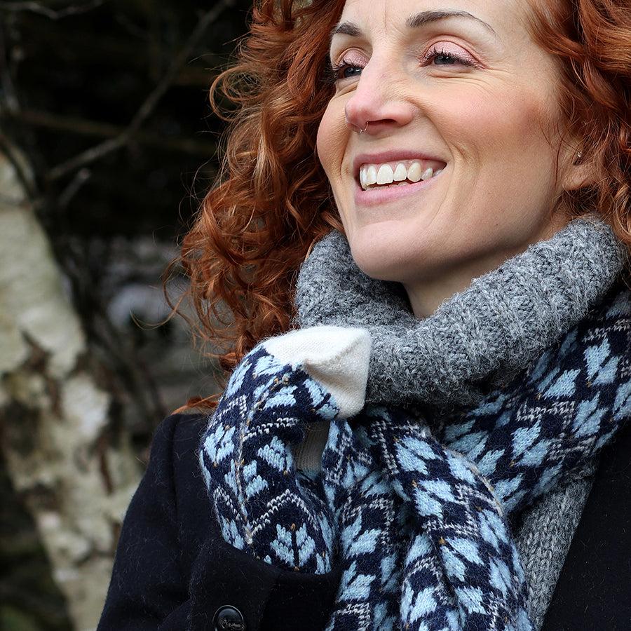 Blue Scandi Knit Mittens