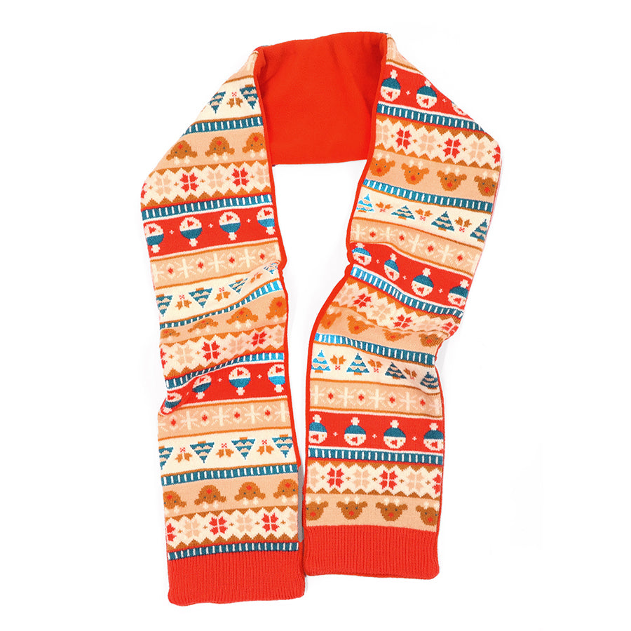 Merry and bright - red mix frosty snowman stripe scarf