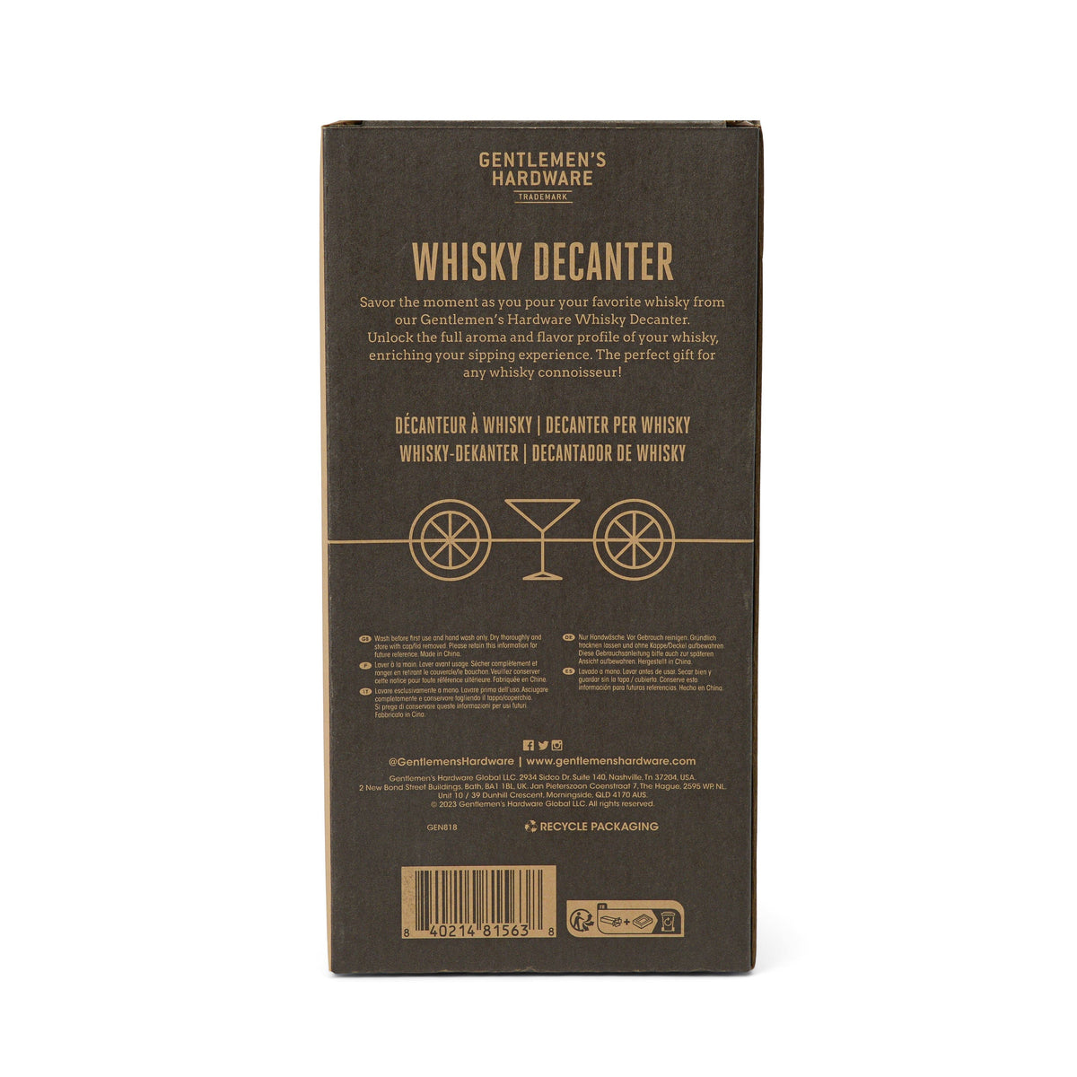 Gentlemen's Hardware Whisky Decanter