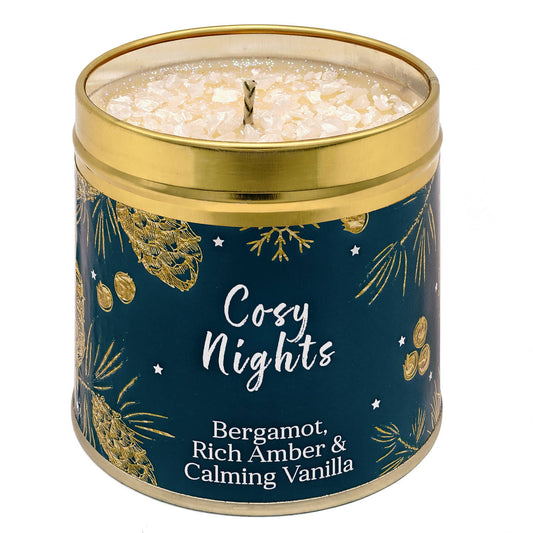 Cosy Nights Scented Candle Tin - Bergamont, Amber & Vanilla