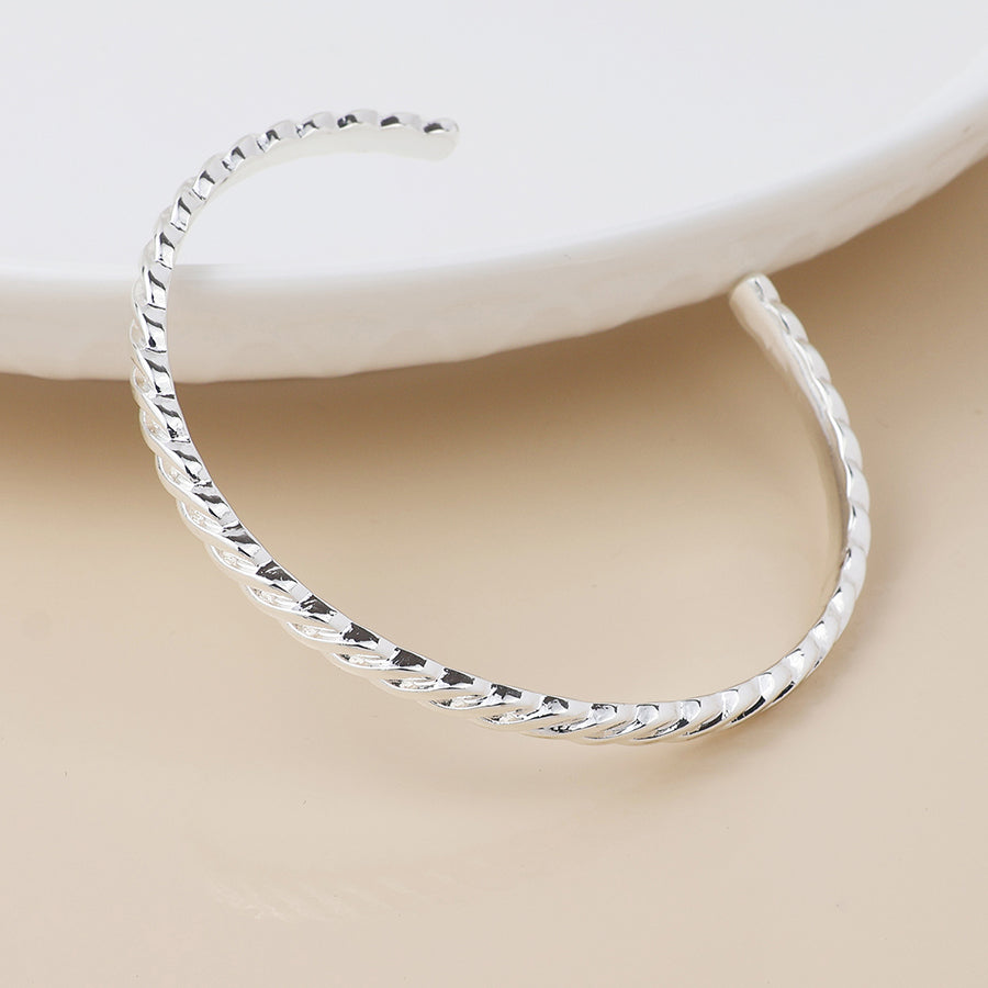 Silver plated twist braid bangle