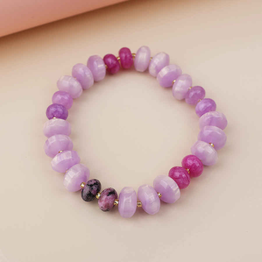Purple stone mixed bead bracelet
