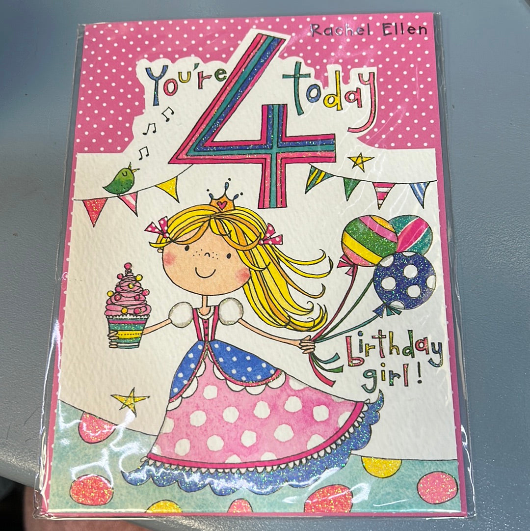 4th Birthday Card - Rachel Ellen