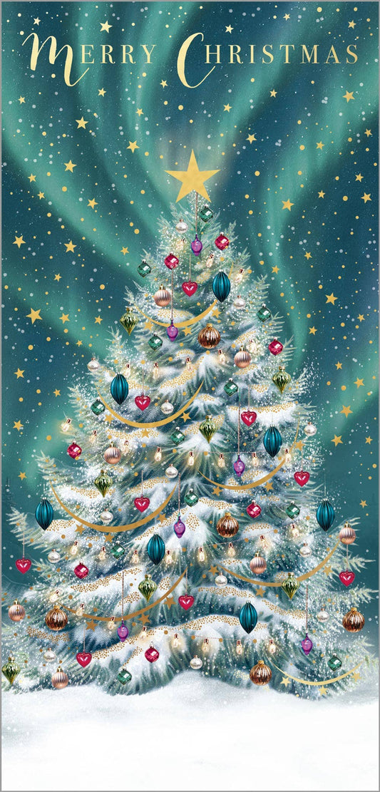 Christmas Money Wallet Card - Northern Lights Christmas Tree