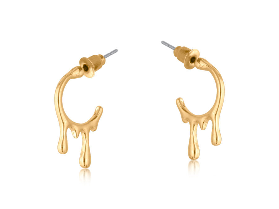 Gold Plated Dripping Hoop Earrings