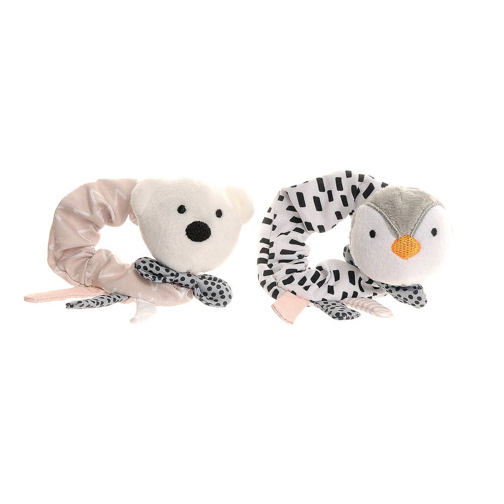 Plush Penguin and Polar Bear Wrist Rattles