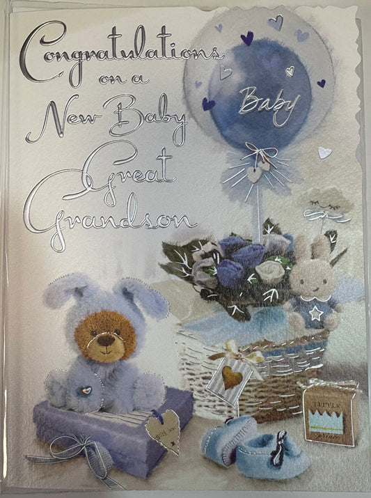New Baby Great Grandson Card - Jonny Javelin