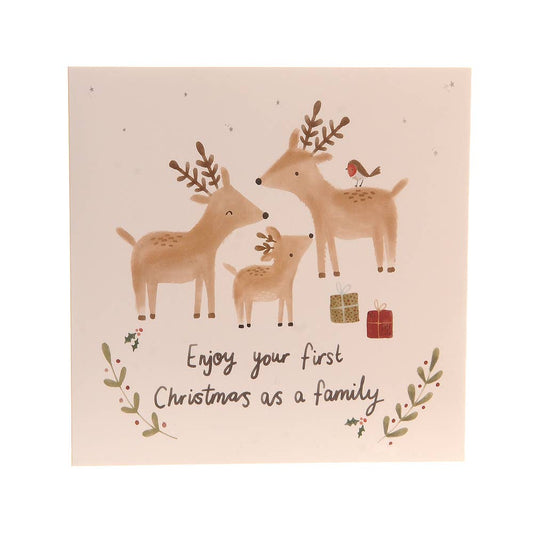 First Christmas as a Family greeting card Reindeers