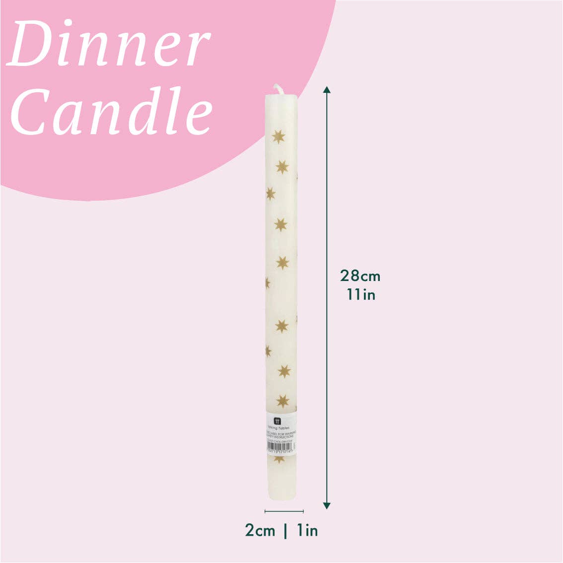 Gold Star Straight Dinner Candles - 12 Unit Display | Christmas |