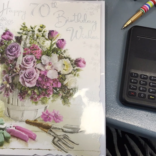 70th Birthday Card - Jonny Javelin- Velvet