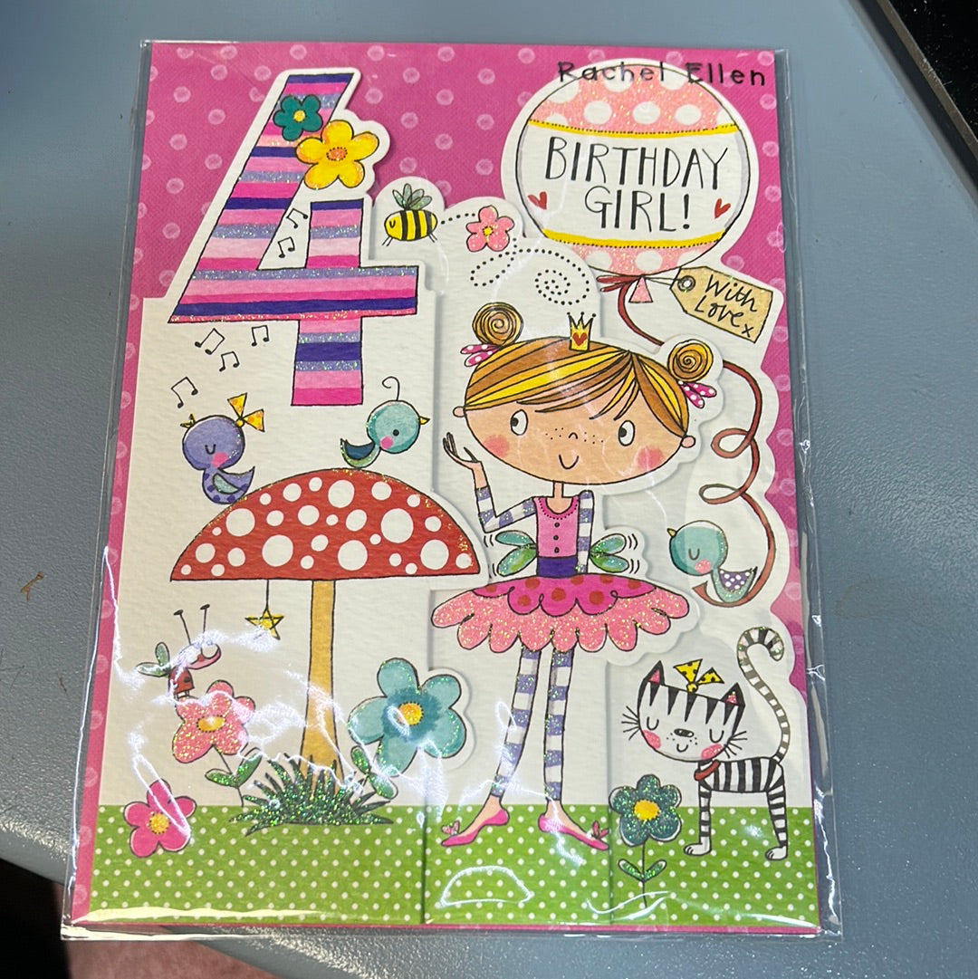 4th Birthday Card - Rachel Ellen