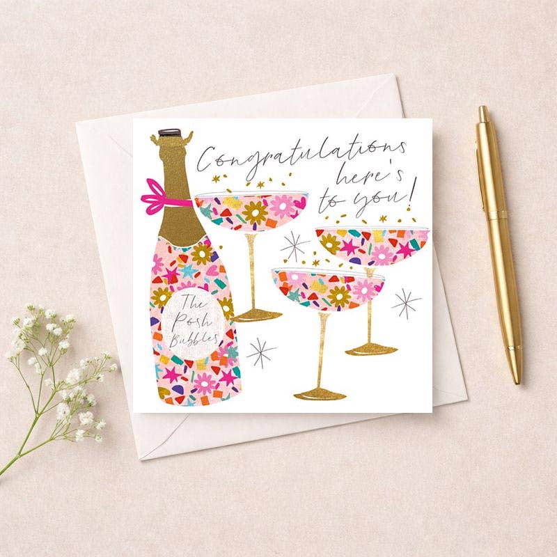 Congratulations Card - Champagne Toast