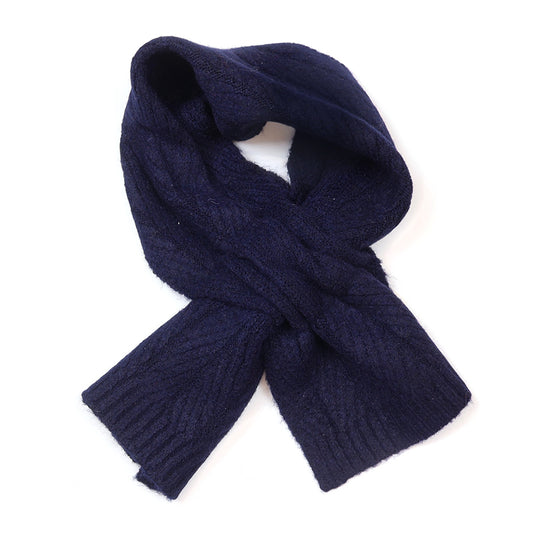 Charlotte navy blue herringbone pull through scarf