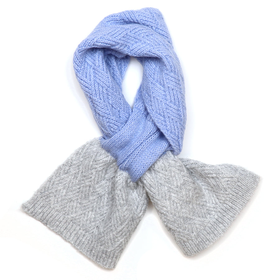 Margot ice blue and grey basket weave pull through scarf