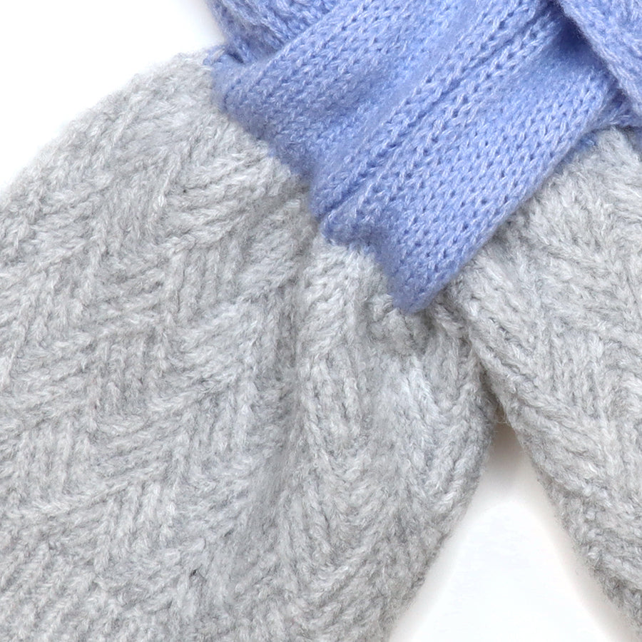 Margot ice blue and grey basket weave pull through scarf