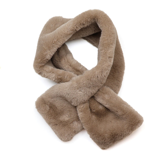 Natalia taupe faux fur pull through scarf