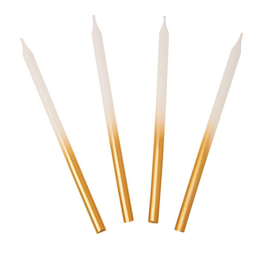White and Gold Candles - 16 Pack