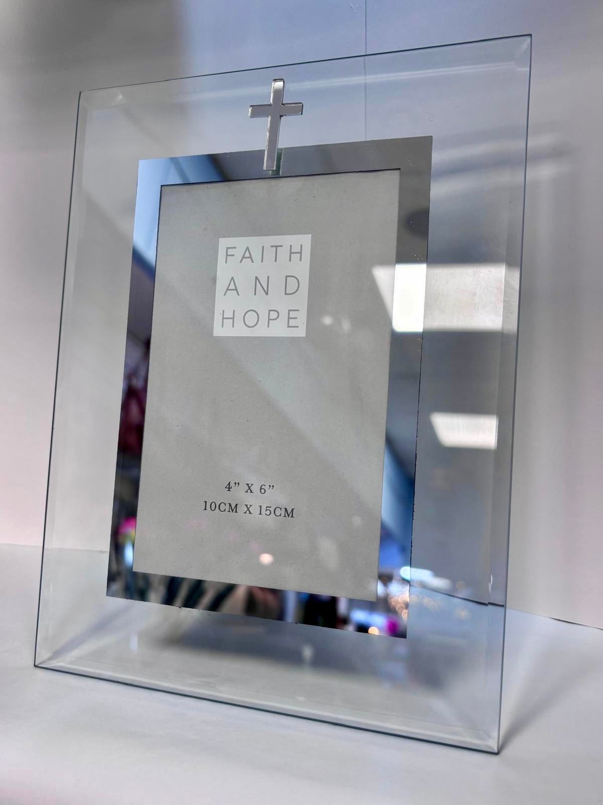 First Holy Communion Glass Photo Frame | Silver Cross | 4" x 6" Keepsake Gift