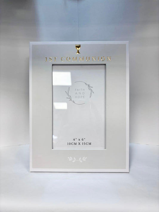 First Holy Communion Photo Frame | Gold Embossed 1st Communion | 4" x 6"