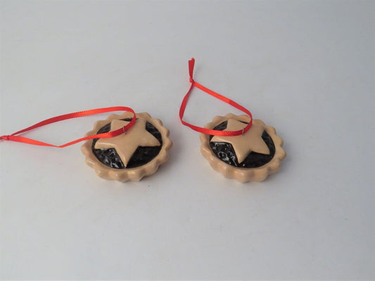 Ceramic Mince Pie Christmas Decoration, 7cm