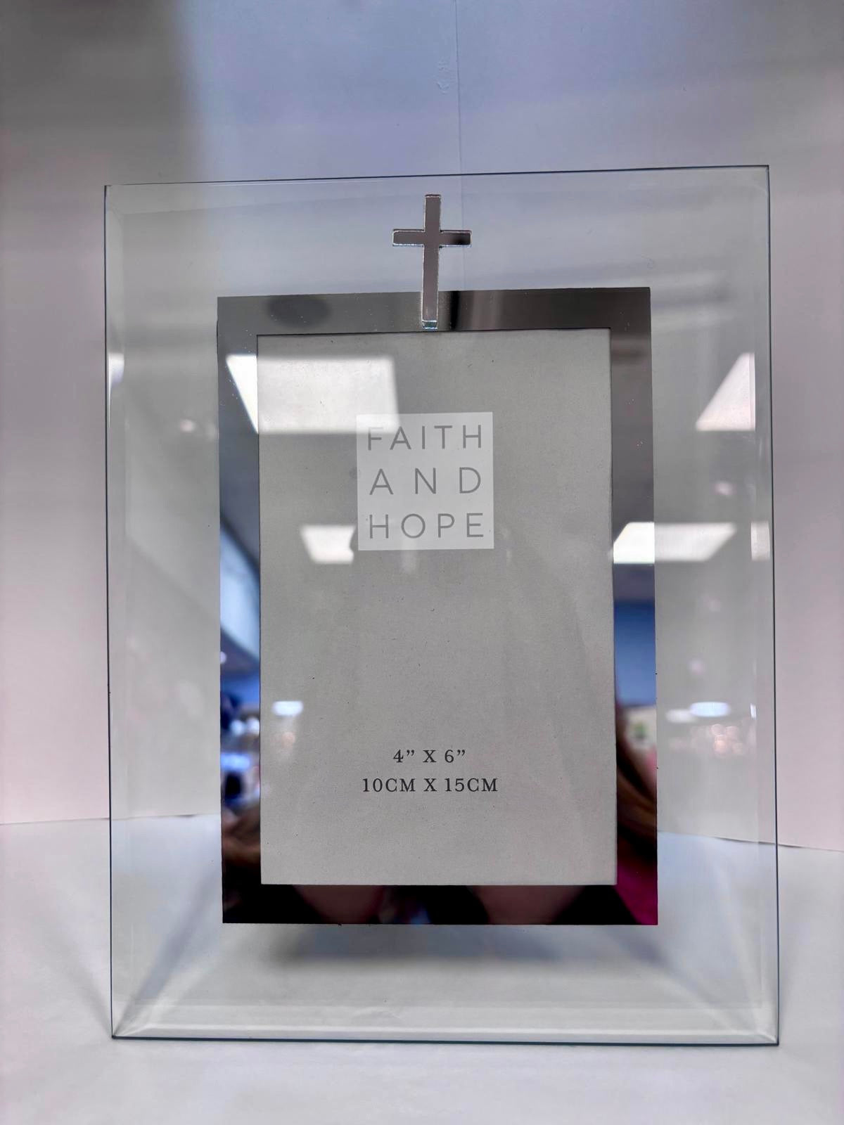 First Holy Communion Glass Photo Frame | Silver Cross | 4" x 6" Keepsake Gift