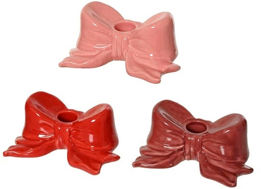 Glazed Bow Dinner Candle Holder 13.1cm