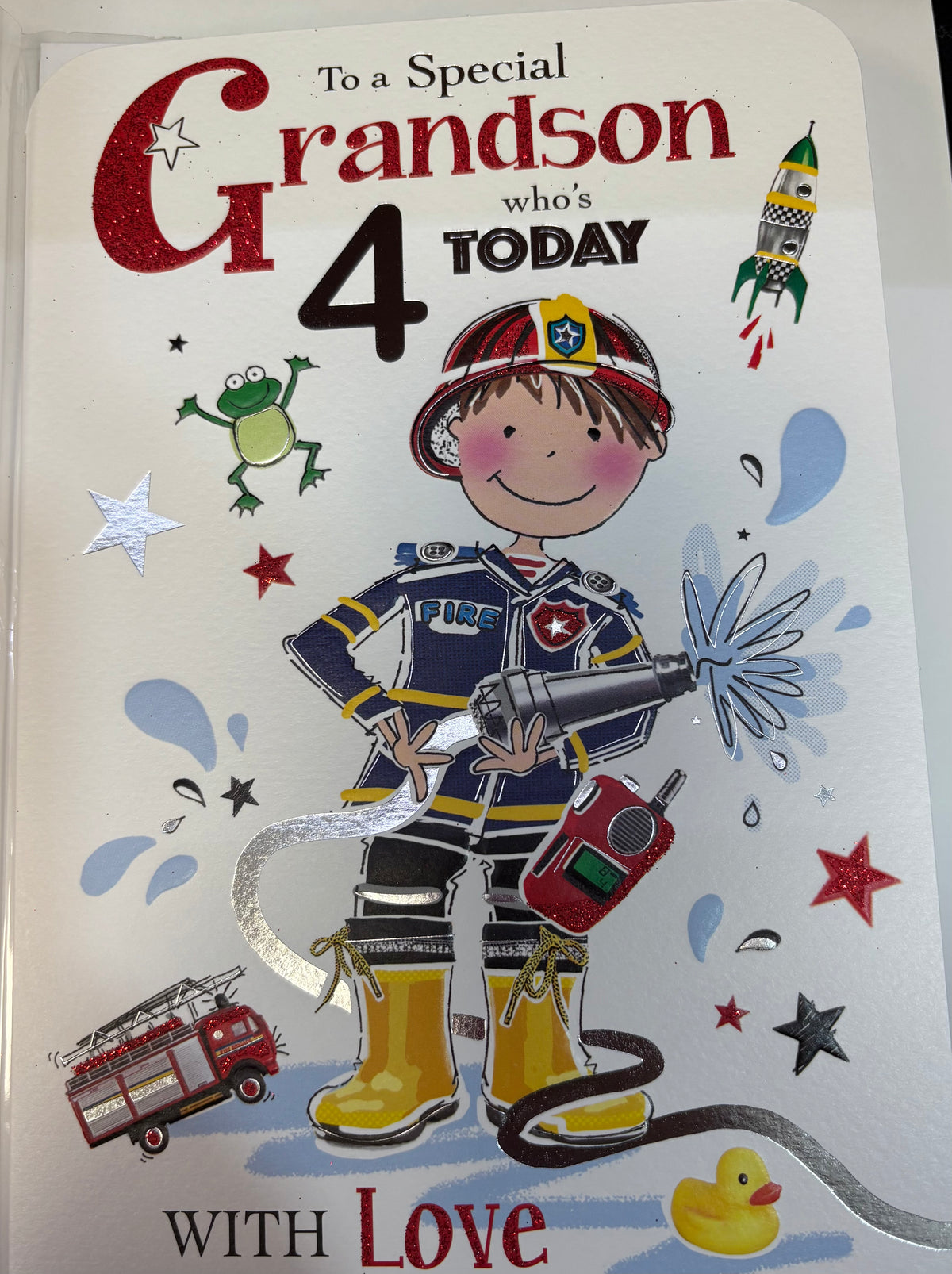 Grandson Birthday Card Age 4 - Jonny Javelin
