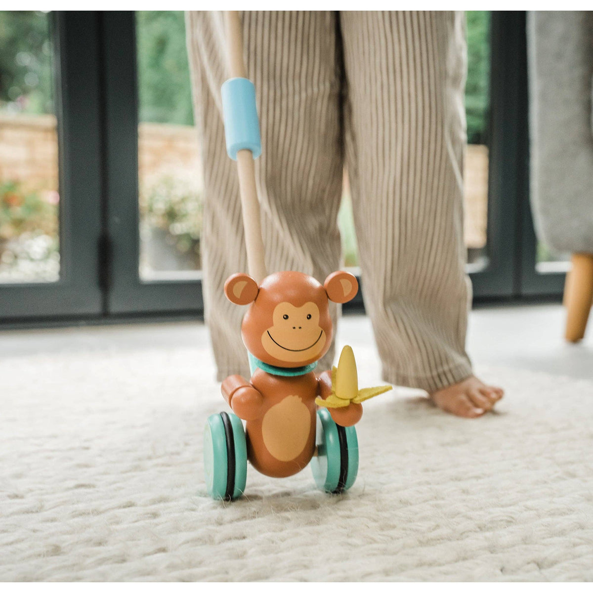 Wooden Monkey Push Along Toy