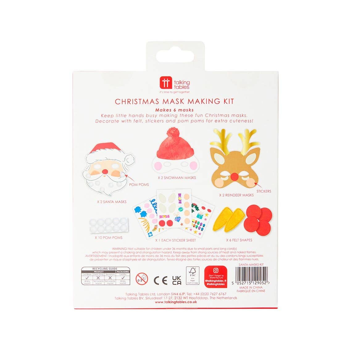 Make Your Own Christmas Masks Kit | 6 Pack |