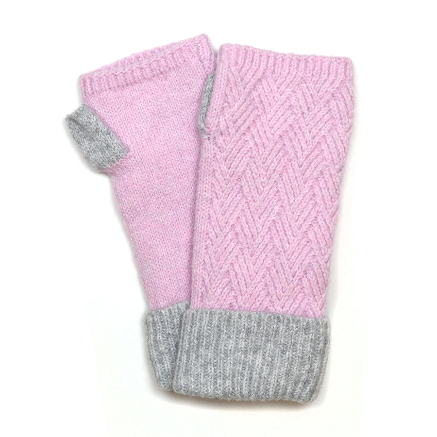 Margot pastel pink and grey chevron wrist warmers