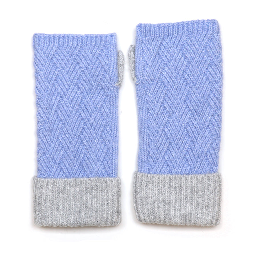 Margot ice blue and grey chevron wrist warmers