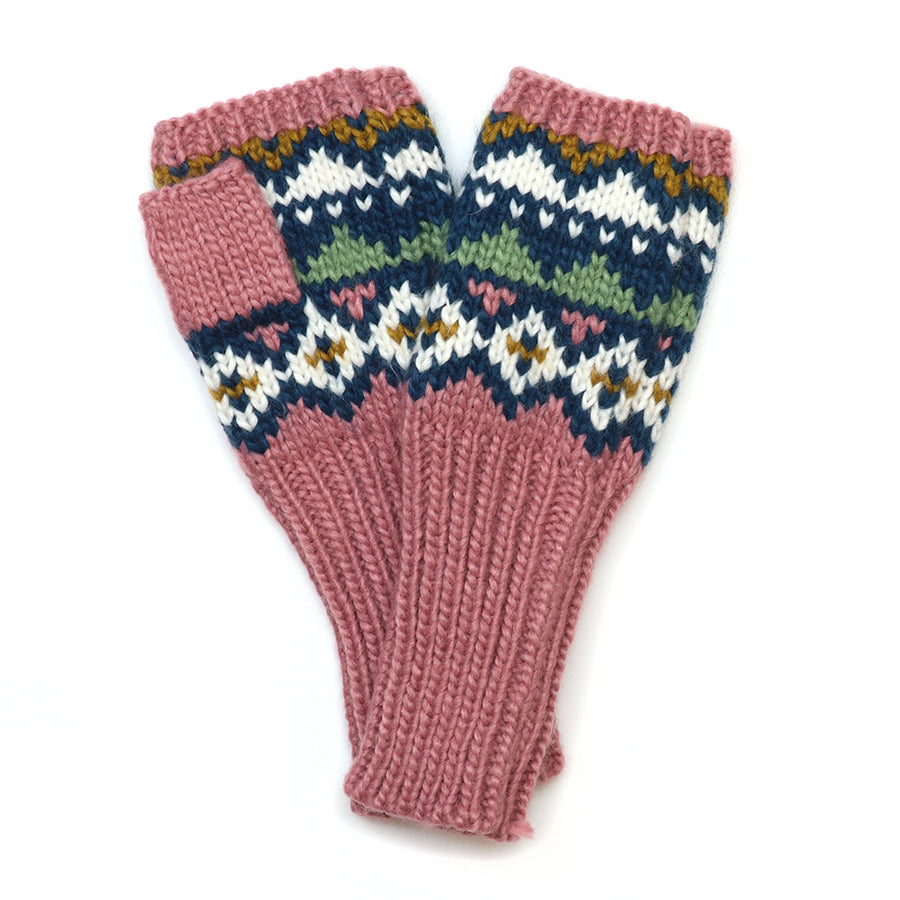 Valentina dusky rose pink mix chunky knit wrist warmers
