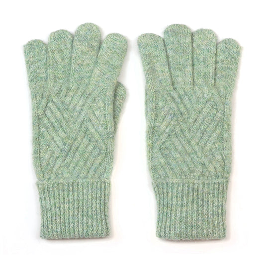 Charlotte recycled blend sage green cable knit gloves