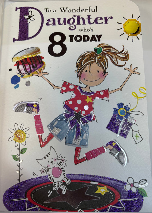 Daughter Birthday Card Age 8 - Jonny Javelin