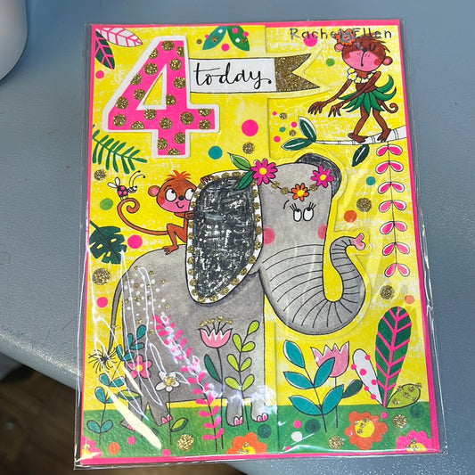 4th Birthday Card - Rachel Ellen