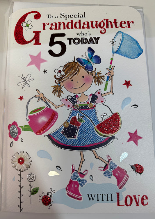 Granddaughter Birthday Card Age 5 - Jonny Javelin