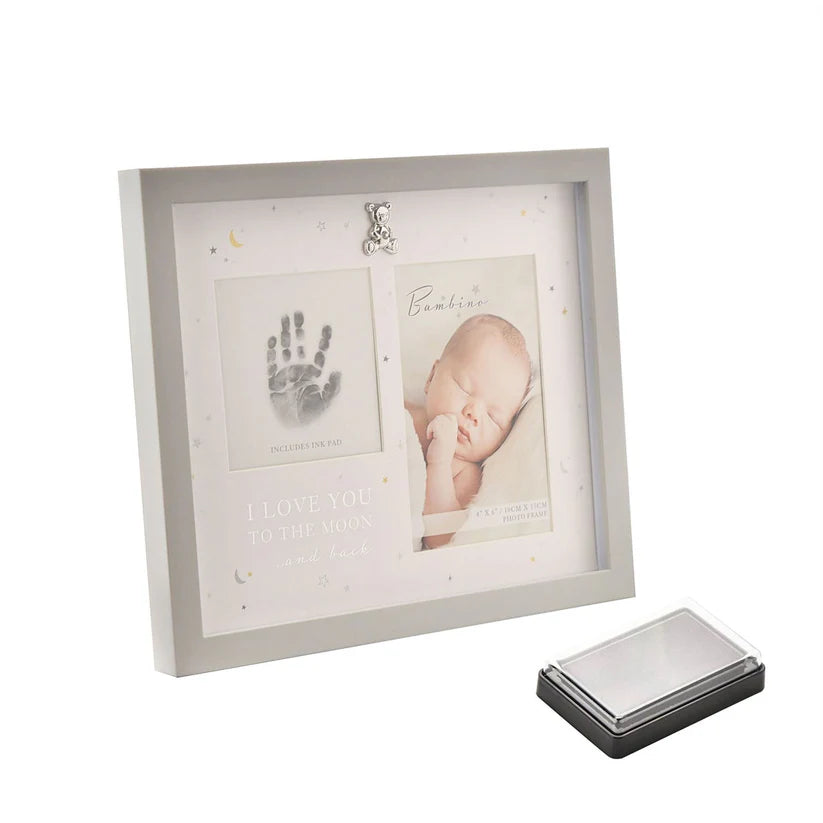 Baby Handprint Photo Frame – 'I Love You to the Moon and Back' – Ink Pad Included