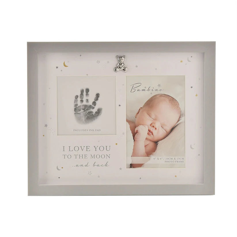 Baby Handprint Photo Frame – 'I Love You to the Moon and Back' – Ink Pad Included