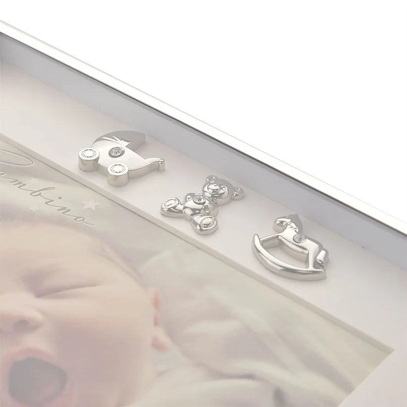 Silver Plated Baby Photo Frame with Crystal Icons