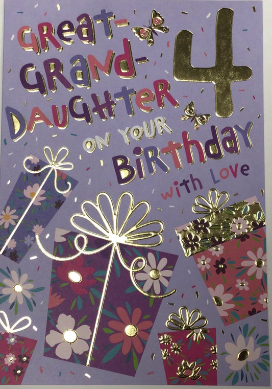Granddaughter 4th Birthday Card - Words 'n' Wishes
