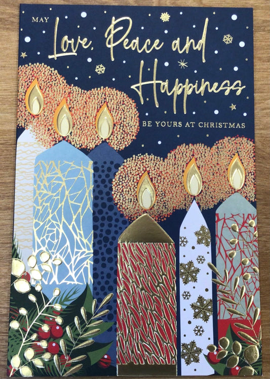 Love Peace and Happiness Christmas Card - Words N' Wishes
