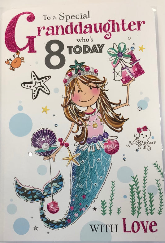 Granddaughter Birthday Card Age 8 - Jonny Javelin