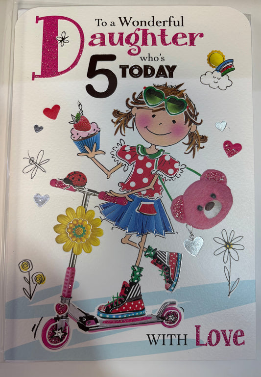 Daughter Birthday Card Age 5 - Jonny Javelin