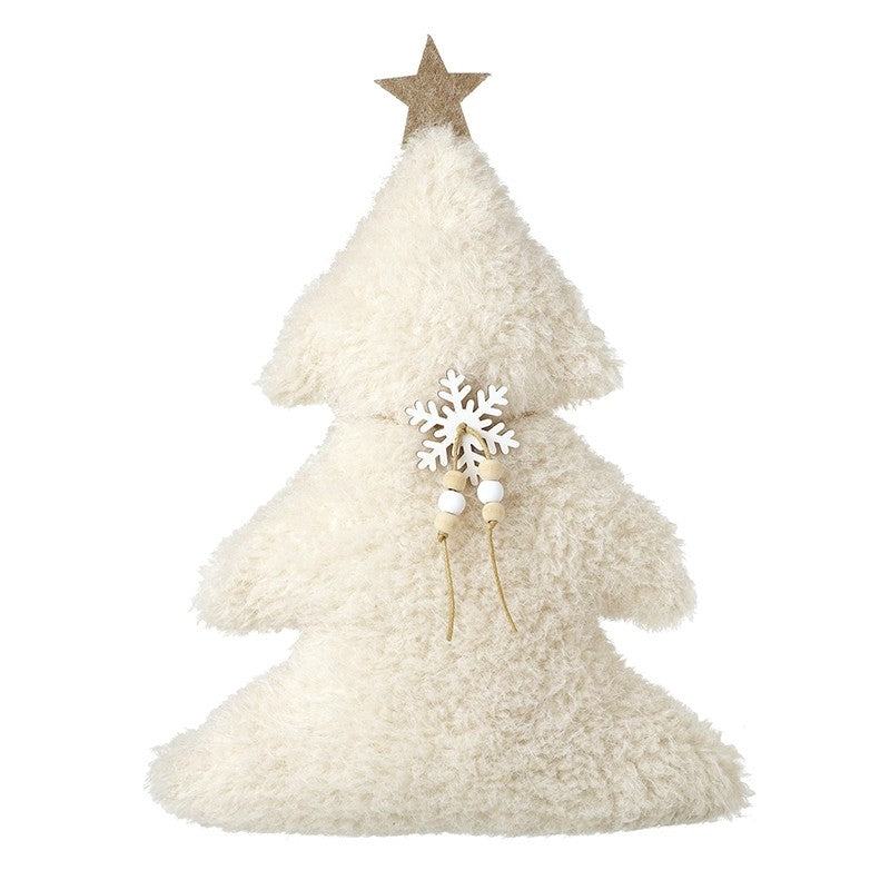 Fluffy White Christmas Tree with Gold Star, 38cm