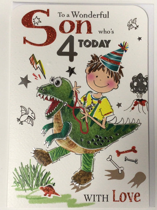 Son Birthday Card Age 4 - Jonny Javelin